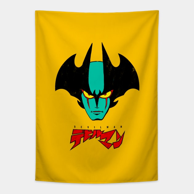 002b Devilman Head Tapestry by Yexart