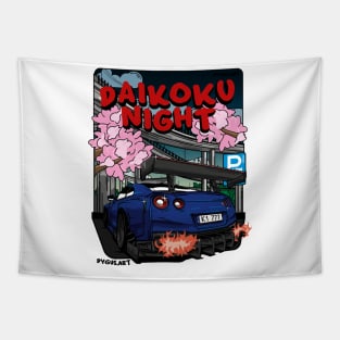 R35 GTR Godzilla Daikoku Night Racing Tapestry