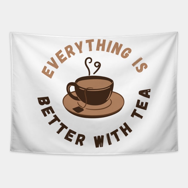 Everything is Better with Tea - Large Tea Cup Tapestry by tnts