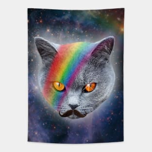 Moustached British blue cat Tapestry