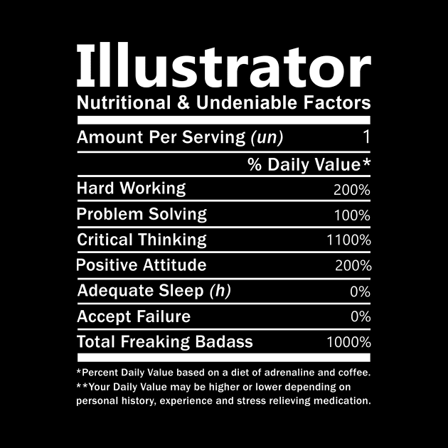 Illustrator T Shirt - Nutritional and Undeniable Factors Gift Item Tee by Ryalgi