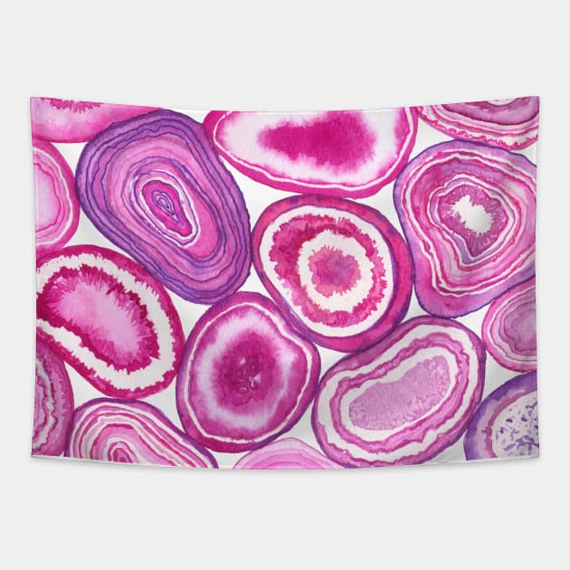 Pink agate watercolor Tapestry by katerinamk