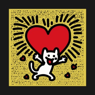 Funny Keith Haring, cat lover T-Shirt