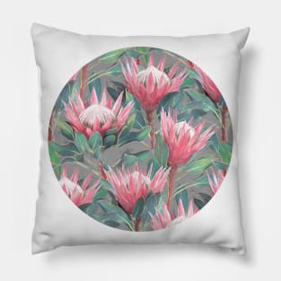 Painted King Proteas on Cream Pillow