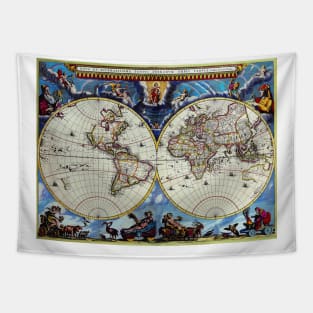 John Blaeu - Map of the World 1662 -  Ancient Worlds Tapestry