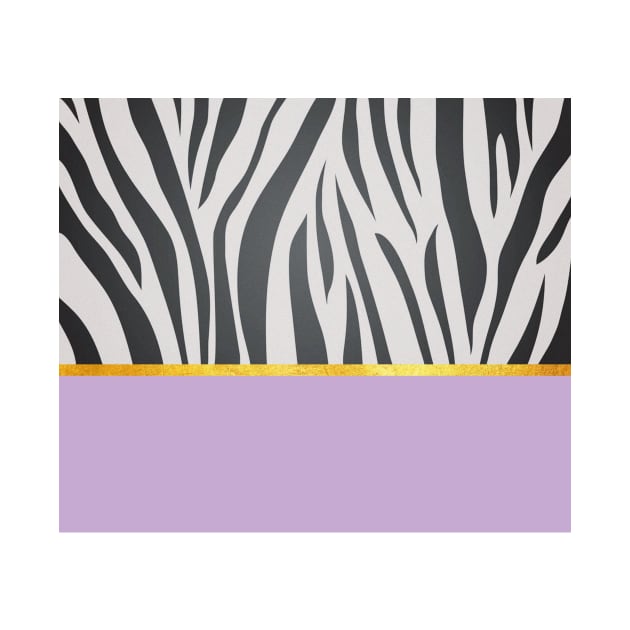 Black and white zebra print on purple, golden lining by ColorsHappiness