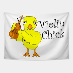 Violin Chick Text Tapestry