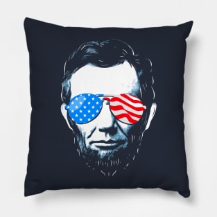 Abe Lincoln in Sunglasses for 4th of July Pillow