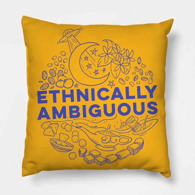 Ethnically Ambiguous Circle Pillow by Ethnically Ambiguous