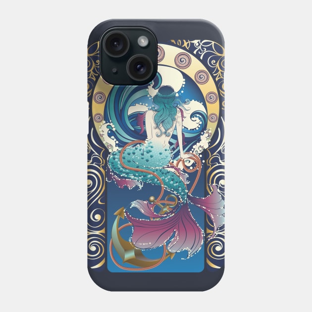 Blue Mermaid art nouveau Phone Case by AnnArtshock