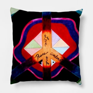 Peace Sign with Geometric Design Pillow