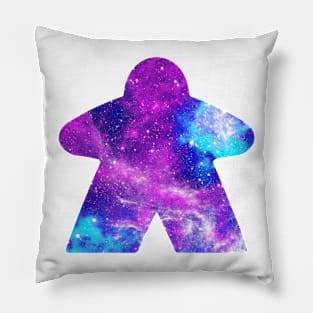 Purple and Sky Blue Space with Galaxy Stars Meeple | Board Game Fan Pillow