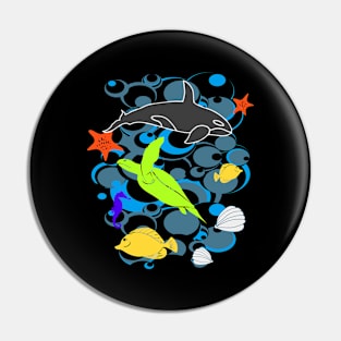 Marine Life Illustration Pin