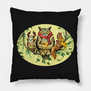 Christmas Woodland Critters with Hot Drinks and Woolies Pillow