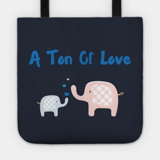 A Ton Of Love - Mother Child (Son) Cute Elephant With Hearts Tote