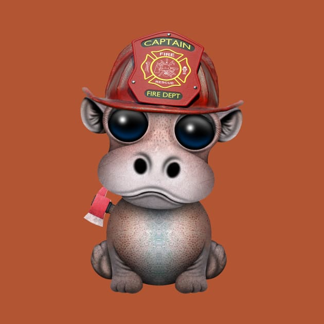 Cute Baby Hippo Firefighter by jeffbartels