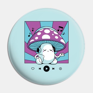 Groovy Mushroom Listening to Music Pin