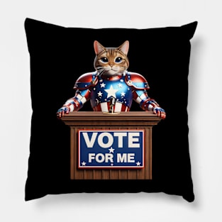 patriotic armored cat Pillow