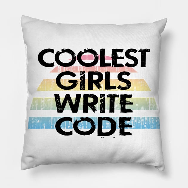 Coolest girls write code. This girl writes code. Coding is for women. Funny quote. Best programmer ever. Vintage graphic. Code like a woman. Programming nerd, geek, lover Pillow by IvyArtistic