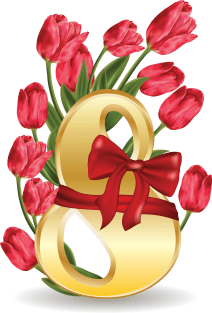 8 March Greetings with Tulips Magnet