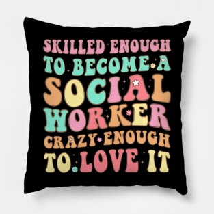 Social Worker Skilled Crazy Love Retro Vintage Groovy Style Pillow