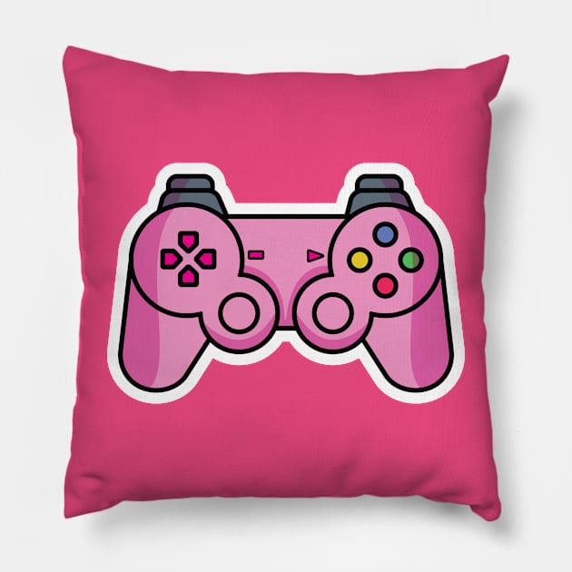 Joystick Controller and Game Pad Stick Sticker vector illustration. Sports and technology gaming objects icon concept. Video game controller or game console sticker logo design with shadow. Pillow by AlviStudio