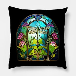 Stained Glass Dragonfly Window Pillow