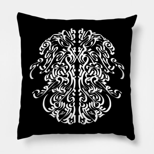 White Gothic calligraphy fashion illustration Pillow by jen28