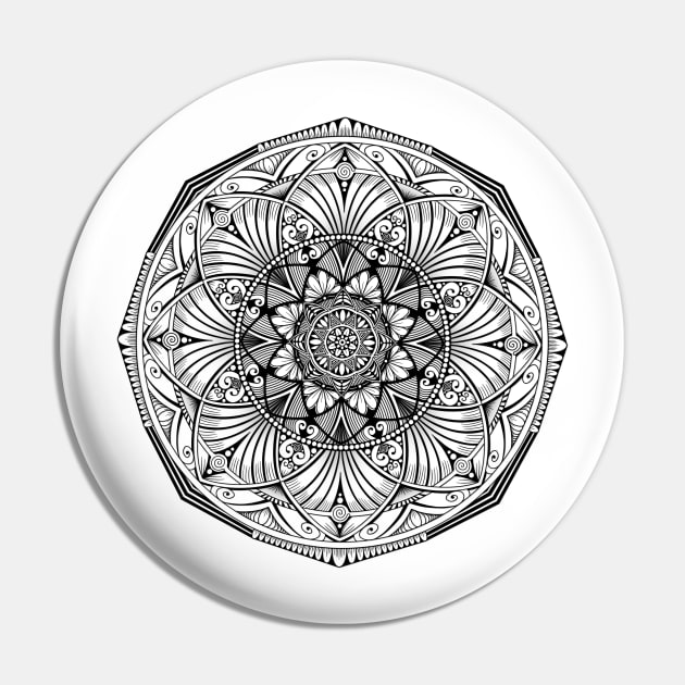 Black Zentangle Pin by ilhnklv