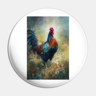 Regal Cockerel: Oil Painting Pin