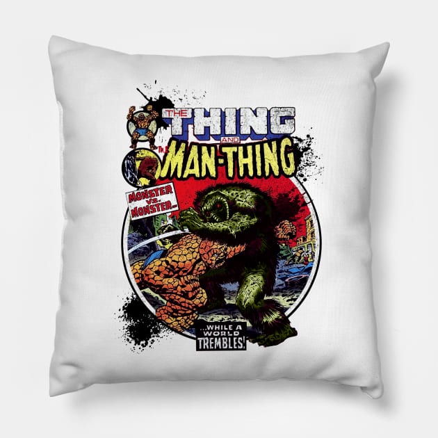 The Man Thing Monster versus Monster Fantastic Battle Pillow by Joaddo