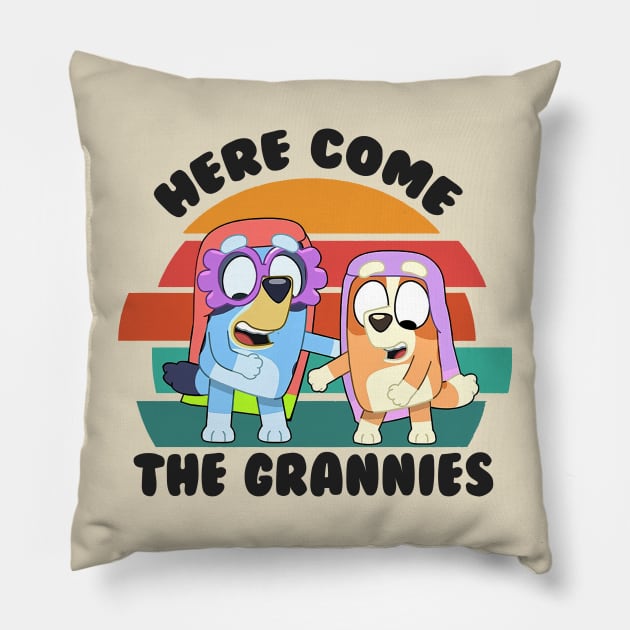 Here Come Dance The Grannies Pillow by Radenpatah