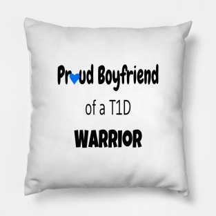 Proud Boyfriend Black Text Blue Heart Pillow