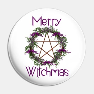 Merry Witchmas Pentacle Wreath Pin