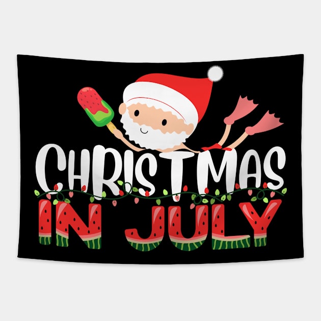 christmas in july watermelon ice pops, fun christmas in july Tapestry by IYearDesign