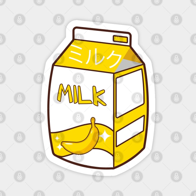 Kawaii Banana Milk Box Magnet by KawaiSticker