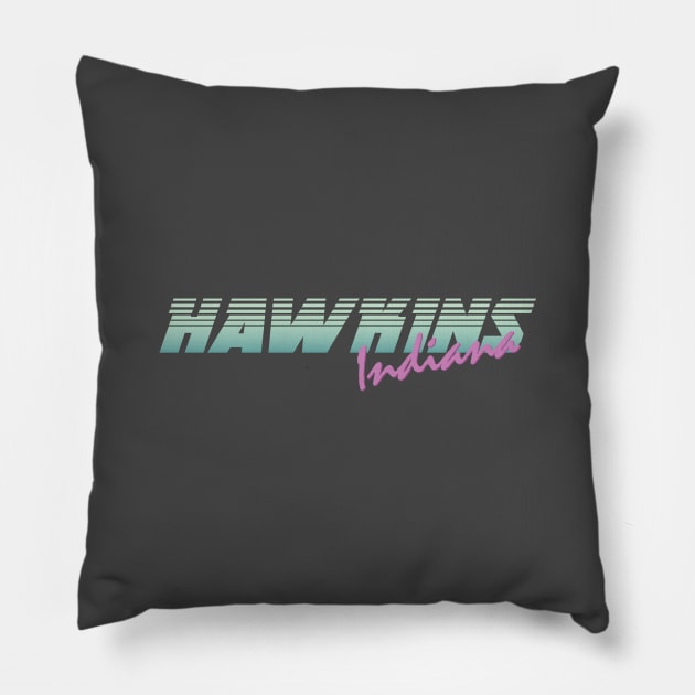 Stranger Things - Hawkins Indiana Pillow by Dopamine Creative