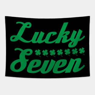 Lucky Seven Green Four Leaf Clover Design Tapestry