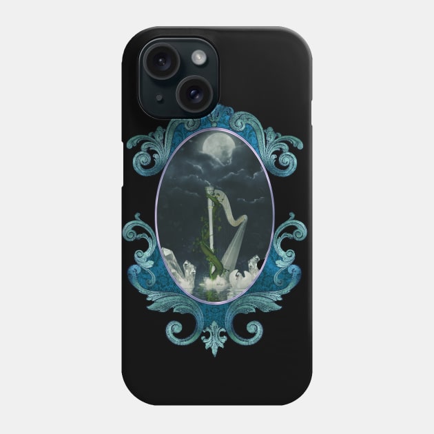 Wonderful harp and swan in the ocean Phone Case by Nicky2342