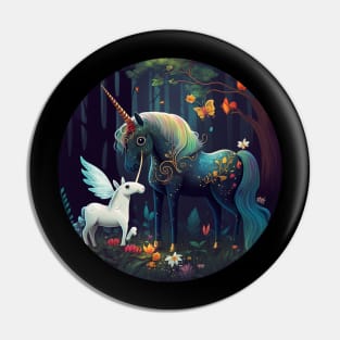 Fantasy Unicorns in the Forest Pin