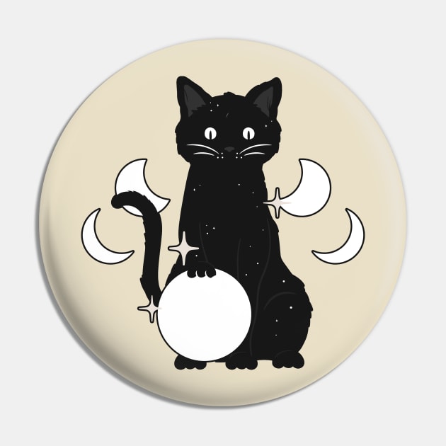 Halloween Witchy Black Cat Pin by Mooxy