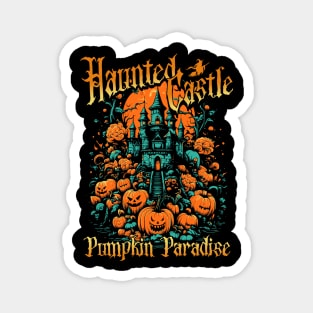 Halloween, haunted castle, spooky castle, pumpkin paradise, pumpkin castle, halloween tee, horror castle, haunted mansion, pumpkin halloween Magnet