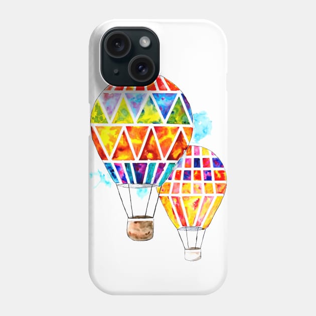 Two Hot Air Balloons Watercolor Phone Case by ZeichenbloQ