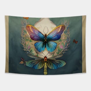 Botanical Watercolor Butterfly Tapestry