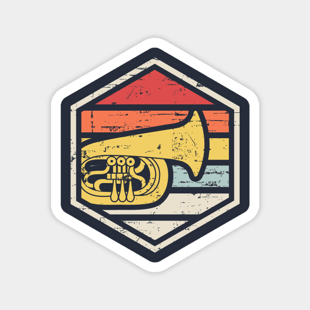 Retro Badge Tuba Magnet by rojakdesigns