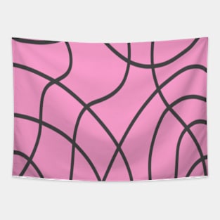 Line Art: Grey Lines on Soft Pink Tapestry