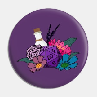 DND dice and flowers Pin