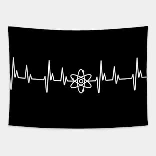 Minimalist I love science atom heatbeat Tapestry