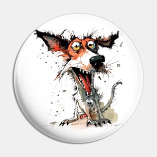 Crazy Dog Painting: Expressive Canine Art Pin