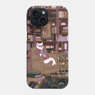 A Gentleman Cat in His Library Phone Case